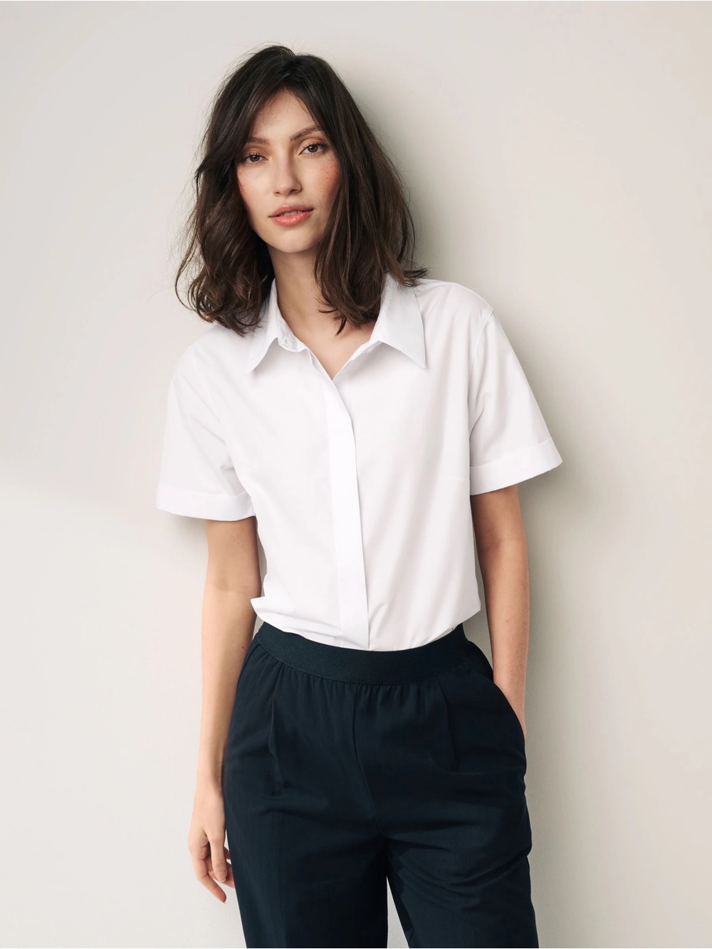 Next Direct White Short-Sleeve Button Down Shirt